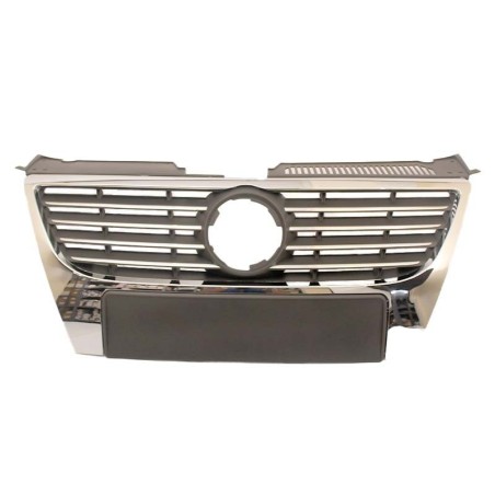 VW Passat VII 05-10 Front Main Grille Chrome with Number Plate Placeholder